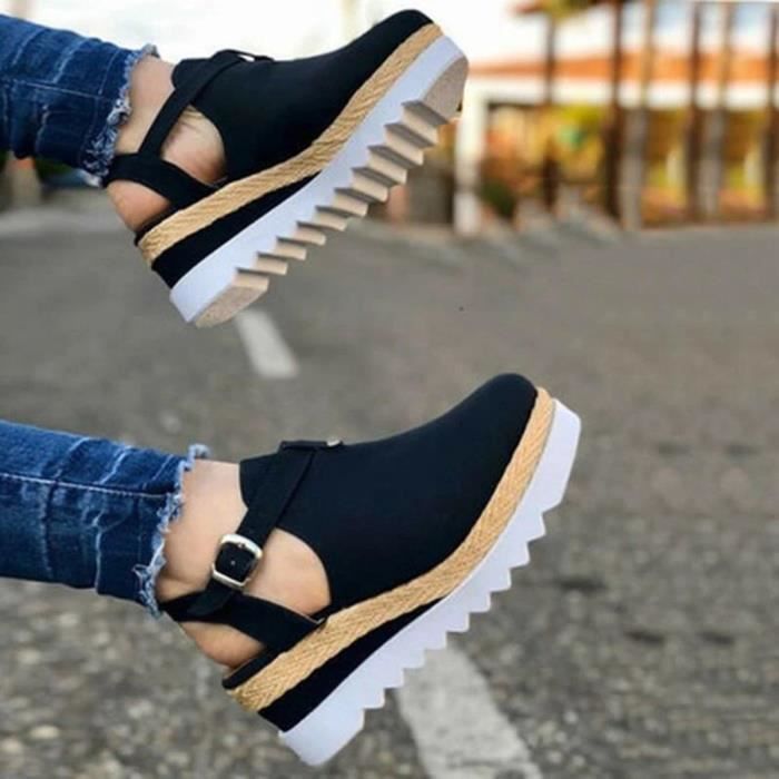 Sandales à talons carrés pour femmes - Xi29752 - Noir - Bout ouvert -  Boucle de ceinture Noir - Cdiscount Chaussures