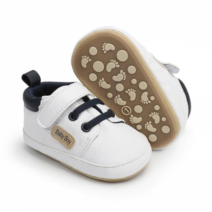 Bébé Chaussures Premier Pas Pour Enfants Garçons Filles 0-18 Mois Chaussures  En Cuir Antidérapant Gris - Cdiscount Chaussures