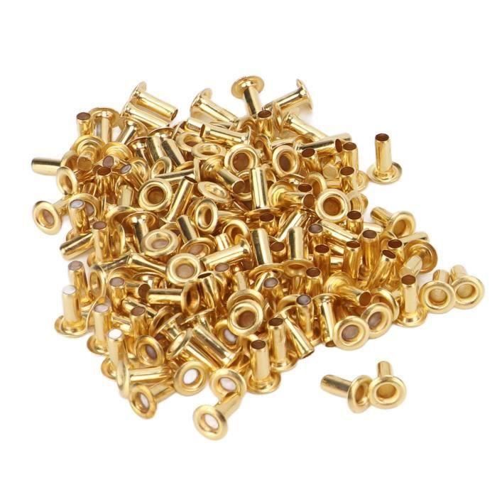 Œillets rivet Lot de 100 œillets en laiton pour sac à vêtements double Œillets rivet Lot de 100 œillets en laiton pour sac à vêtements double