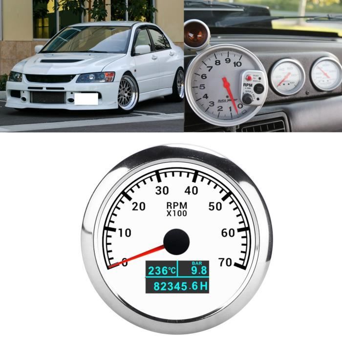 Tachymètre (compte-tours) 52 Mm 12V Pour Voiture Essence - Plage 0-8000 Tr/min, LED Bleue - Pour 4, 6, 8 Cylindres (pas Diesel)
