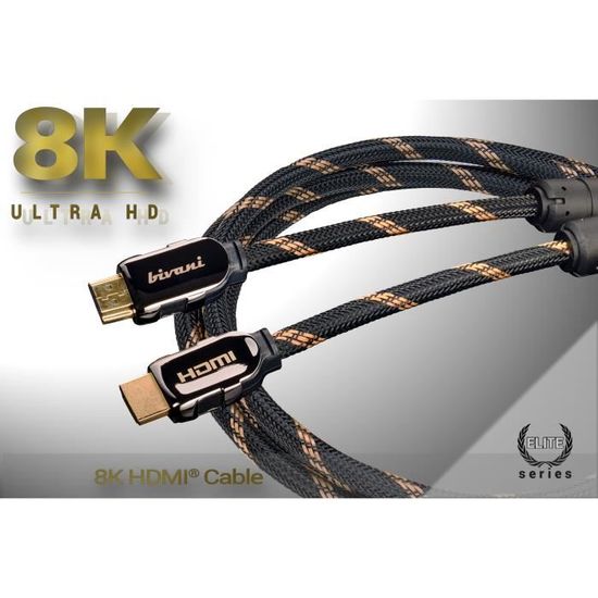 Bivani 8K Cable HDMI 2 metres 48 Gbps jusqu a 10K 8K 60HZ 4K 120HZ Dynamic HDR 10 eARC Elite Series 2m Cdiscount TV Son Photo