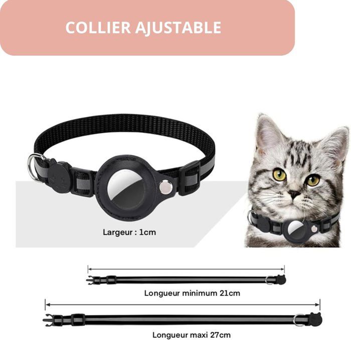Collier GPS Pour Chat Et Chien - Traceur Sans Abonnement - Localisation Temps Réel Via IOS/Android - Étanche IP67 - Pile CR2032 Longue Durée