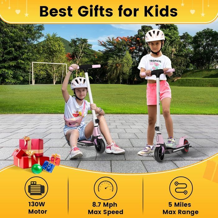 Trottinettes électriques Trottinette électrique E-RIDES Pour Enfants 6-12 Ans - 130W - 14km/h - Pliable Trotinette électrique Enfant 6 A 14 Ans Garcon