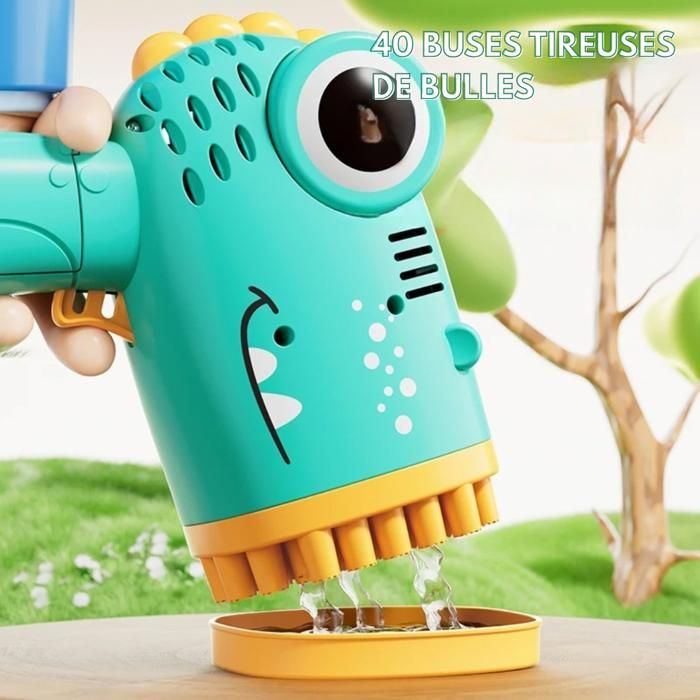 Dolanus Pistolet à Bulles Dinosaure – Jouet Musical Avec Lumières, étanche, Pour Enfants De 3 à 8 Ans, Anniversaire Et Jeux Extérieurs
