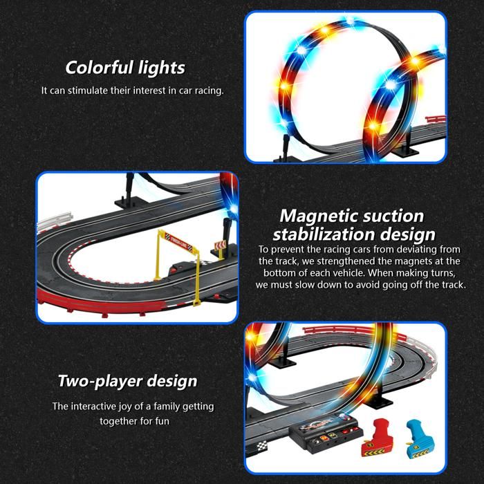 Circuit Voiture Électrique Lumineux 1:64 - 4 Voitures LED, 2 Loopings 360°, Compteur De Tours, Piste 7,3m - Jouet Enfant 3-12 Ans - 5