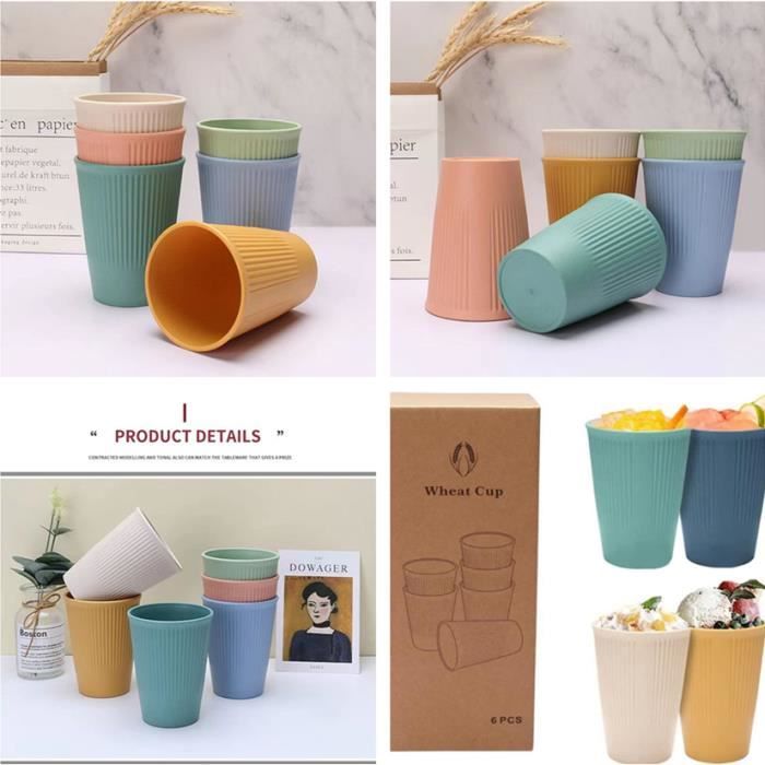 Lot De 8 Gobelets Incassables En PP – 300 Ml, Micro-ondes Et Lave-vaisselle, 4 Couleurs, Alimentaire