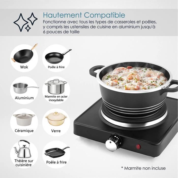 Plaque Electrique Portable Plaques de Cuisson Chauffante Unique Cuisinière  500W - Cdiscount Electroménager