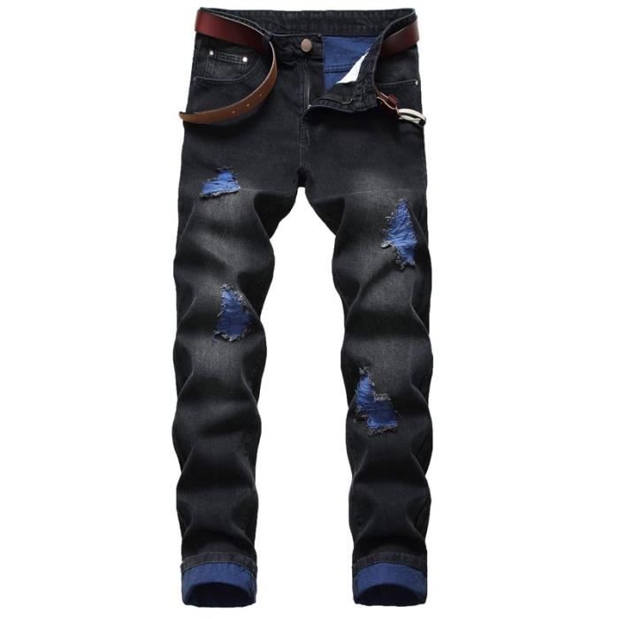 Pantalon déchiré noir shop