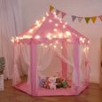 Tente Enfants Princesse Filles Château Jeux Maison avec LED rose-3
