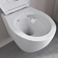 Sogood® WC Suspendu Blanc Cuvette Céramique Toilette Abattant Silencieux avec Frein de Chute Aix126-3