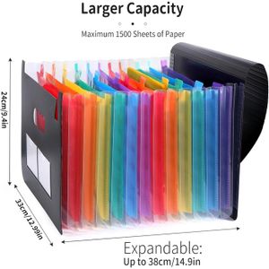 Diboniur Trieur Document Extensible A4 12 Compartiments - Organiseur Accordéon Avec Couvercle & Étiquettes - Noir