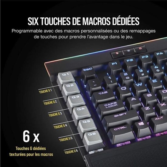 Corsair K95 RGB Platinum USB 2.0 Clavier Mecanique Gaming Cherry MX Brown Retro Eclairage RGB Multicolore AZERTY Noir89 Cdiscount Informatique