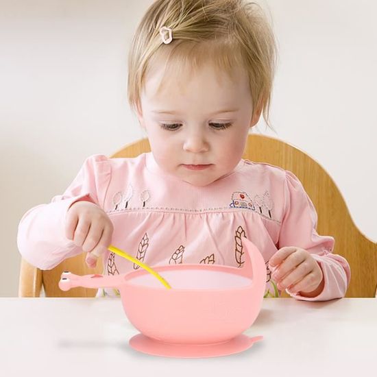 Bol d'alimentation, bol pour bébé, ustensiles de table pour tout-petits  enfants (rose)