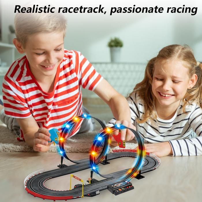 Circuit De Voitures Électriques 1:64 Avec 2 Voitures Télécommandées - Piste 308 Cm, Boucle 360°, 3+ Ans