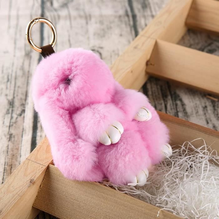 Lot De 3 Porte-clés Lapin En Peluche - Pour Enfants - Couleurs Assorties - 6x5 Cm