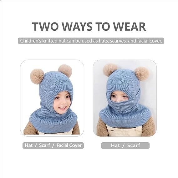Bonnet Et Écharpe Bébé Hiver LACOFIA - Doublure Polaire, Rabats Oreilles, Pompon - Taille 6 Mois à 4 Ans