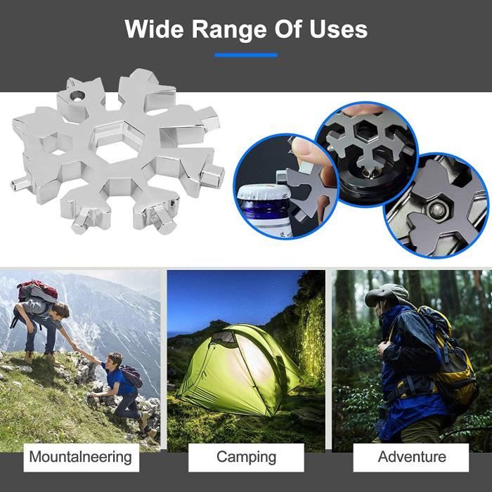 19 en 1 clé à flocon de neige multi-outil innovant gadget de plein air  porte-clé camping professionnel randonnée voyage - Cdiscount Bricolage