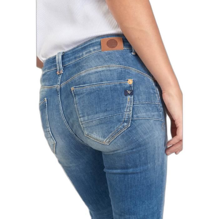 Jeans taille haute femme Le Temps des cerises Pulp C Kirr blue 33 Blue Cdiscount Pret a Porter