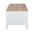 LIVERPOOL Table basse rectangle avec niche et tiroir - Décor chêne et blanc  - L 120 x P 40 x H 46 cm-5