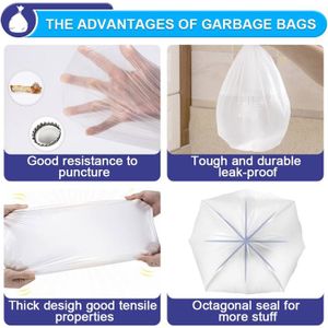 Lot De Grands Sacs Poubelle Transparents 140G - Taille 18x29x39 Pouces (~90L), Pour Usage Intérieur/extérieur