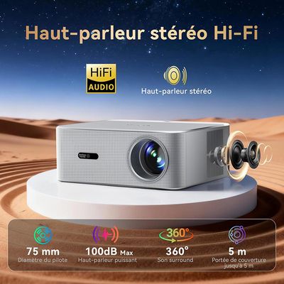 Projecteur WiFi Bluetooth 5.2 Mini Vidéoprojecteur HIPPUS 1080P Android 11 - WiFi 6 Bluetooth 5.2 - 270° Rotatif Vidéoprojecteur Mini