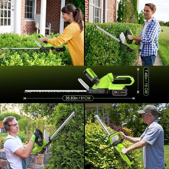 Taille-Haie à Batterie 21V 22 Pouces - Sans Fil Avec Batterie 7500mAh Et Chargeur Pour Jardin