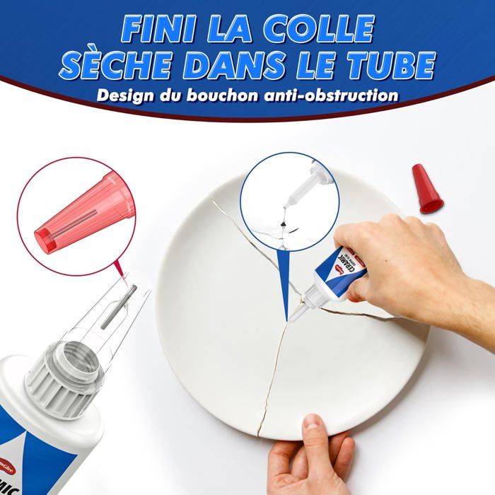 Colle Extra Forte Multimatériaux - Imperméable - Réparation Porcelaine, Céramique, Verre - Séchage Transparent