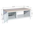 LIVERPOOL Table basse rectangle avec niche et tiroir - Décor chêne et blanc  - L 120 x P 40 x H 46 cm-8