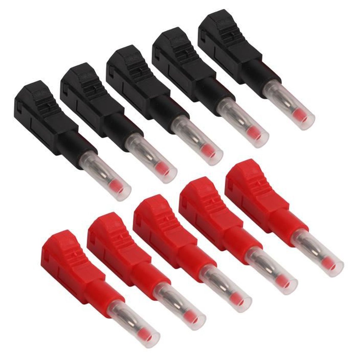 Fiches Bananes Isolées Veorly - 10pcs (5 Rouge + 5 Noir) - 4mm - Pour Instruments Et Appareils électriques