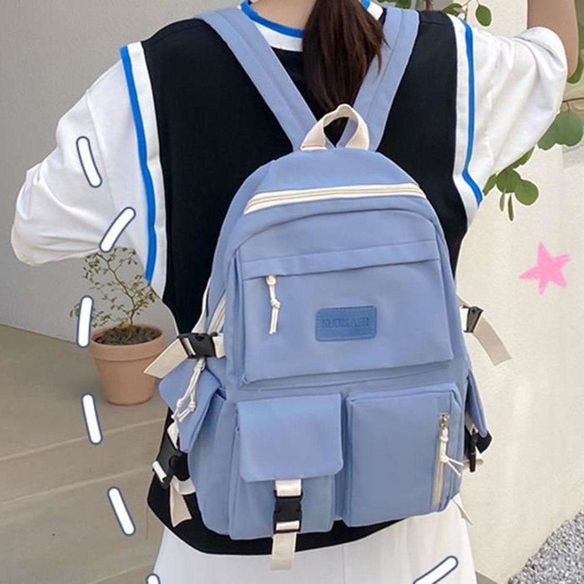 Sac à dos, étudiant de grande capacité, pour fille et femmeBleu Cdiscount Bagagerie