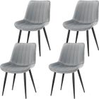 WAFTING Lot de 4 Chaises de Salle à Manger avec Assise et Dossier Tapissés en Velours, Pieds en Métal Robustes,Gris
