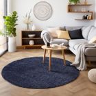 Tapis Salon Shaggy - Marion - Navy - 160 cm Rond Ø - 100% Polypropylène - SIMPEX