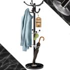 CASARIA® Porte-manteau Noir avec base en marbre 14 crochets 37x37x175cm portemanteau sur pieds rangement porte-parapluie
