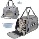 FOOTIER Sac de Transport pour Chat, Caisse de Transport Chat Poches Latérales pour Voyage, Caisse Transport Chat avec Matelas en Peluche