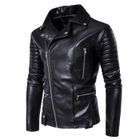 AUTREMENT Veste Homme Veste Moto Homme en Pu Cuir Printemps Automne Vintage de Cuir Homme de Courses Col Revers Noir noir