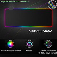 Tapis de Souris Gamer - LED - 800x300mm - Antidérapant - 10 Modes d'Éclairage - Caoutchouc Naturel