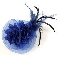 Accessoires cheveux - Broche fleur / pince cheveux mariage 11cm - bleu