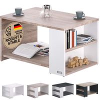 CASARIA® Table basse rectangulaire blanc chêne 90x59x48 cm Table de salon 50kg Table basse moderne design avec rangement