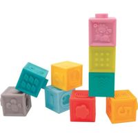Jeu de construction - LUDI - Cubes sensoriels emboîtables - Bébé - Multicolore - 9 pièces