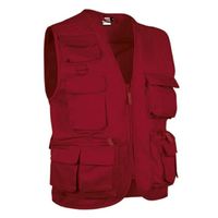Gilet reporter multipoches sans manches - SAFARI rouge lotus
