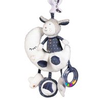 Jouet d'activités enfant - SAUTHON - Mouton en velours Bleu - Pince, Miroir, Anneau à bille, Étoile et Nuage
