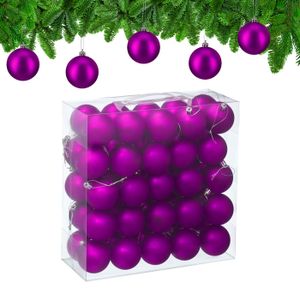 24 Boules De Noël En Plastique Violet - Diamètre 6 Cm, Décorations Pour Sapin