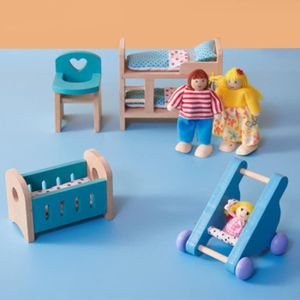 JVSISM 1 Set 4 pcs Bebe en Bois Dollhouse Meubles poupees Maison Miniature Enfant Jouer Jouets Cadeaux