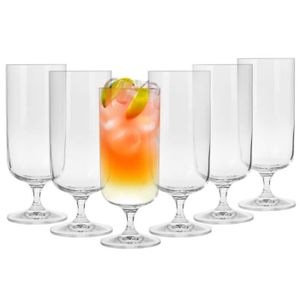 Verre à cocktail Krosno Verre à Cocktail, Verre à Long Drink en Cristal - Lot de 6 Verres 400 ml - Collection Glamour - Lavable au Lave-Vaisselle