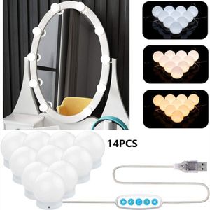HITECHLIFE Lampe de maquillage avec interrupteur en acier inoxydable blanc chaud/blanc froid 