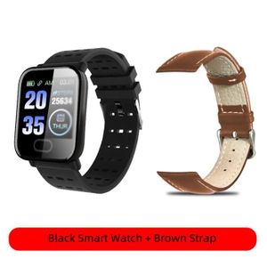 MONTRE CONNECTÉE Montre connectée,Montre intelligente hommes femmes Android 2020 enfants Fitness Bracelet Smartwatch montre - Type Black-Brown Strap