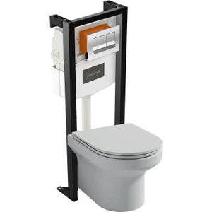 WC - TOILETTES Pack WC suspendu sans bride Elite + Bâti-support autoportant 3/6 L et plaque de commande Chromée
