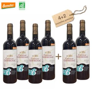 VIN BLANC Château Chavrignac – Grand Vin Rouge de Bordeaux AOC Bio–Cultivé Biodynamique - cuvée 2022- Merlot - 6 Bouteilles de 75cl