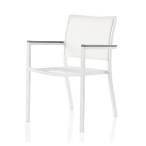 Ensemble table et chaise de jardin Ensemble de jardin, table extensible avec 6 chaises en Aluminium coloris blanc -JUANIO