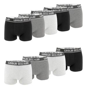 BOXER - SHORTY Giorgio Bellagio Boxer homme coton, caleçon homme CLASSIC, uni et intemporel, (Lot de 9) - noir, gris